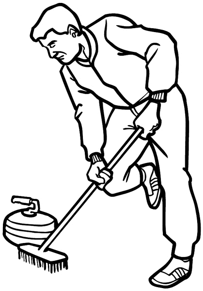 Man sweeping arena vinyl decal. Customize on line. Sports 085-1362